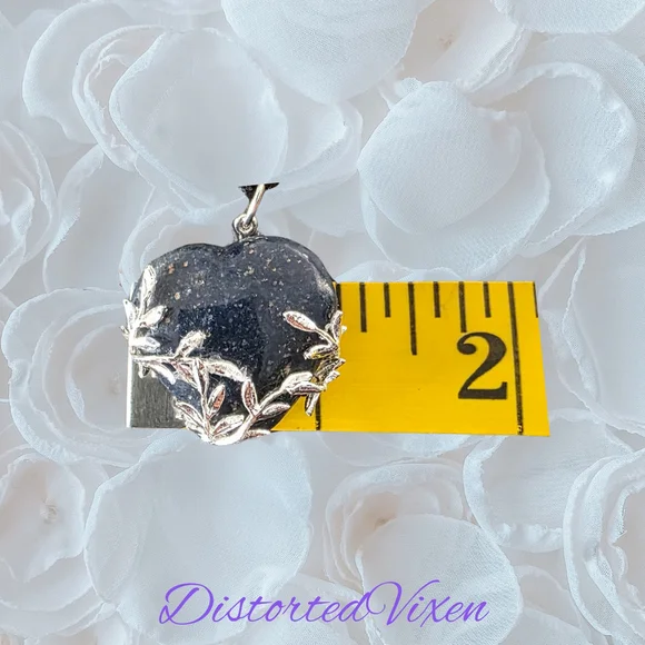 Lapis Lazuli Leaf Pendant Necklace – Silver Leaf Wrapped Blue Stone Black Cord - Picture 4 of 7